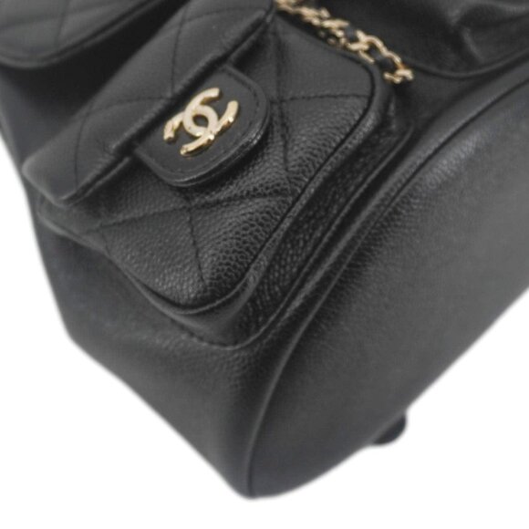 Chanel  Duma Pockets Small Quilted Caviar Leather Drawstring Backpack Black - Picture 9 of 14